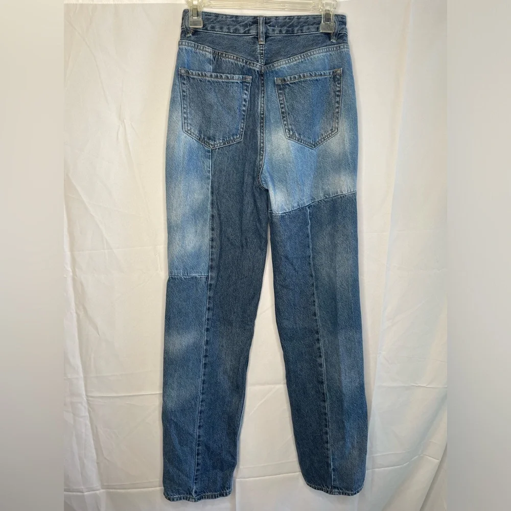 Pacsun Junior's Medium Wash 90s Boyfriend Patchwork Blue Denim Jeans - Picture 3 of 6